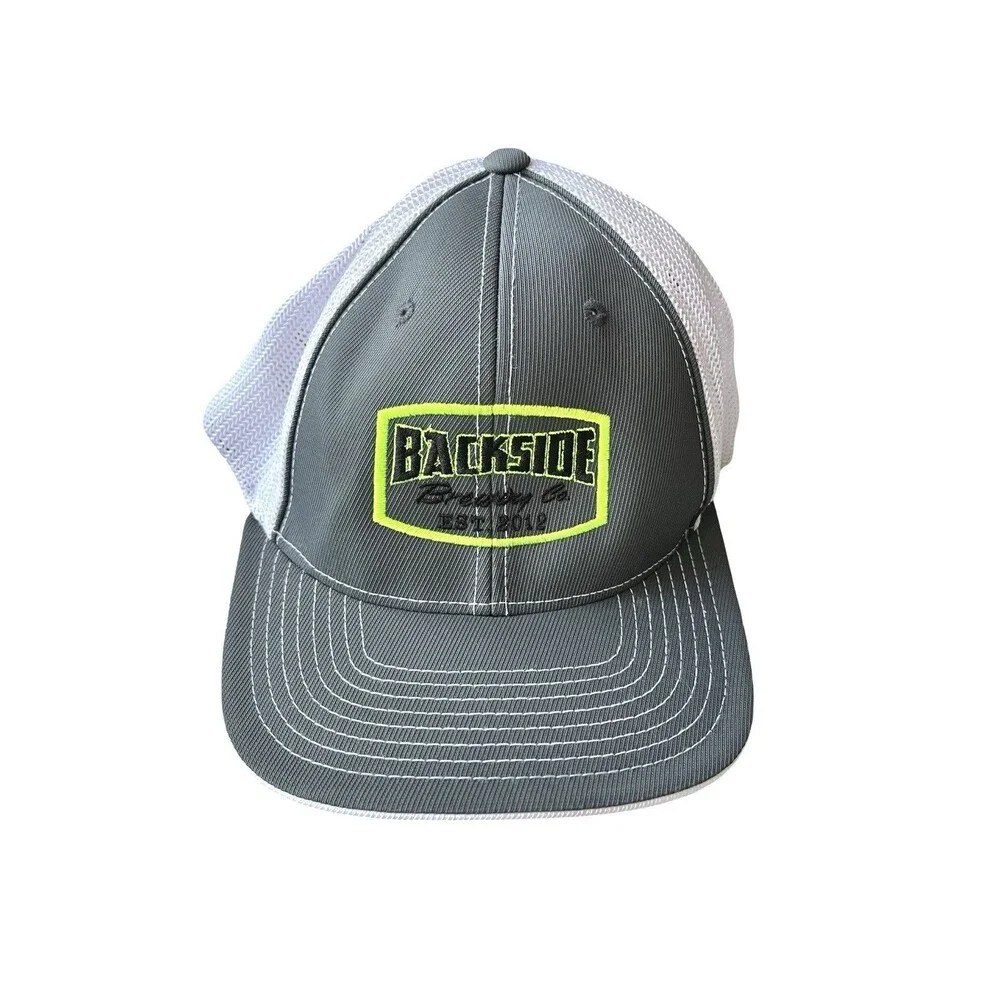 Backside Supply Co Flexfit Trucker Hat Gray White Mesh L/XL Pacific Headwear